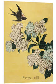 Foam board print Hydrangea and Swallow, untitled series of large flowers, ca. 1833