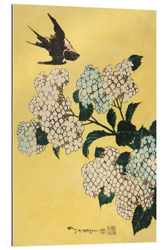 Galleritryk Hydrangea and Swallow, untitled series of large flowers, ca. 1833