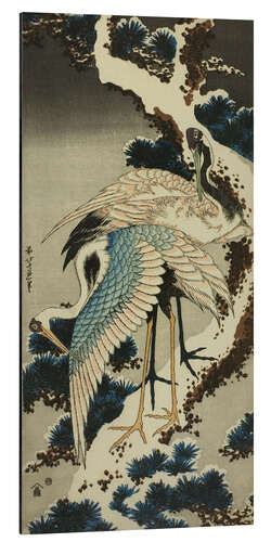 Cuadro de aluminio Cranes on snow-covered pine, Japan, ca. 1834