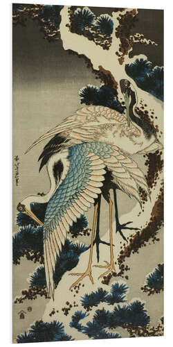 Cuadro de PVC Cranes on snow-covered pine, Japan, ca. 1834