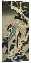 Cuadro de PVC Cranes on snow-covered pine, Japan, ca. 1834 - Katsushika Hokusai