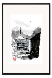 Gerahmter Kunstdruck Pagode und Herbst
