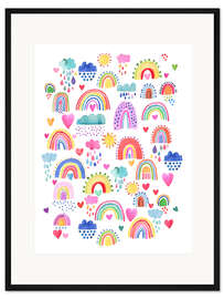 Gerahmter Kunstdruck Schöne glückliche Regenbogen-Sonne