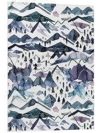 Foam board print Mountains Blue Mauve