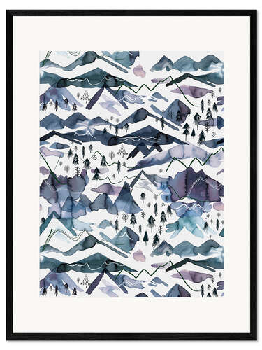 Plakat artystyczny premium w ramie Mountains Blue Mauve
