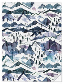 Vinilo para la pared Mountains Blue Mauve