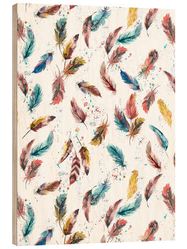 Wood print Magical Feathers