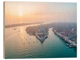 Wood print Aerial view of Venice at sunset