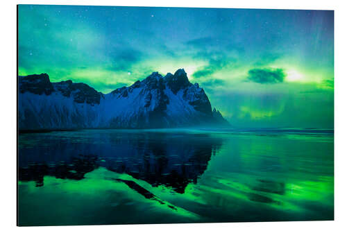 Tableau en aluminium Aurora Borealis over Vestrahorn