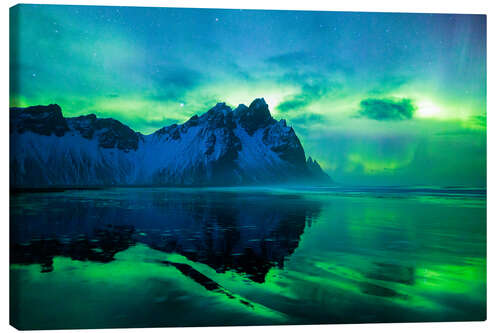 Lerretsbilde Aurora Borealis over Vestrahorn