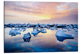 Cuadro de aluminio Sunrise at Diamond Beach in Iceland