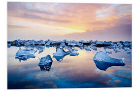 Tableau en PVC Sunrise at Diamond Beach in Iceland