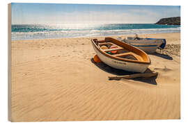 Holzbild Boote am Strand von Bolonia