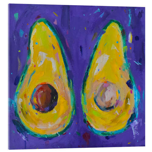 Acrylglasbild Avocado auf Lila