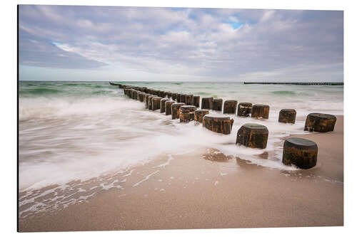 Stampa su alluminio Groynes on the Baltic Sea coast on the Fischland-Darss