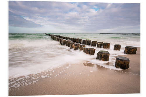 Cuadro de plexi-alu Groynes on the Baltic Sea coast on the Fischland-Darss