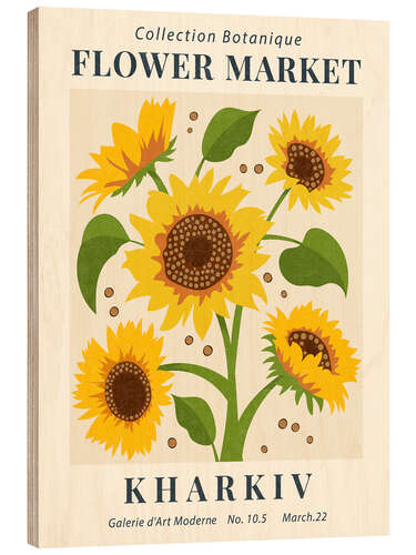 Wood print Flower Market Kharkiv Sunflower