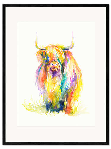 Ingelijste kunstdruk Highland Cow