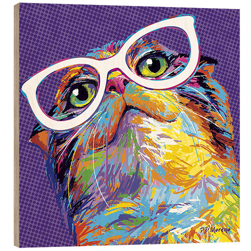 Trätavla Pop Art Cat