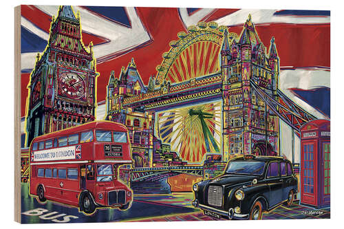 Stampa su legno London Pop Art