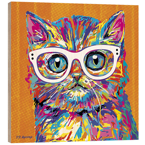 Hout print Pop Art Kitten I