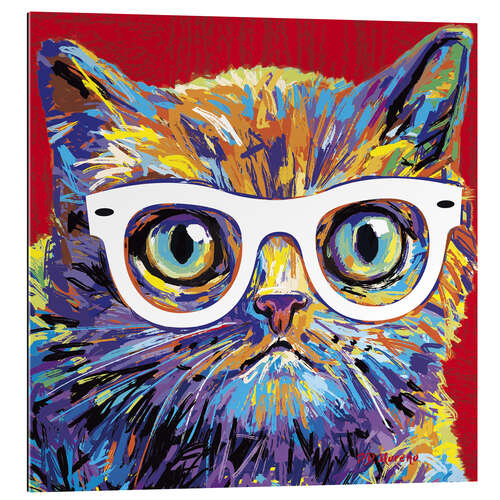 Quadro em plexi-alumínio Cat with glasses