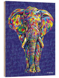 Print på træ Pop Art Elephant