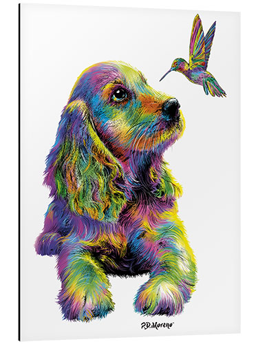 Aluminiumtavla Cocker Spaniel & Hummingbird