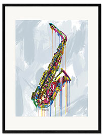Ingelijste kunstdruk Jazz Saxophone