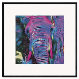 Ingelijste kunstdruk Psychedelic Elephant