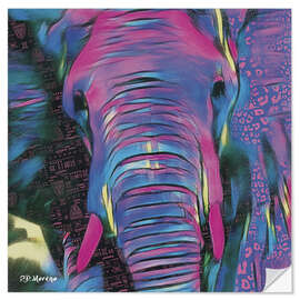 Selvklebende plakat Psychedelic Elephant