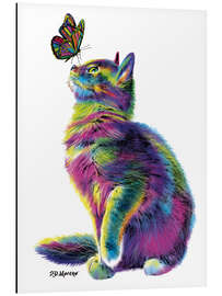 Magnettafel Regenbogenkatze &amp; Schmetterling