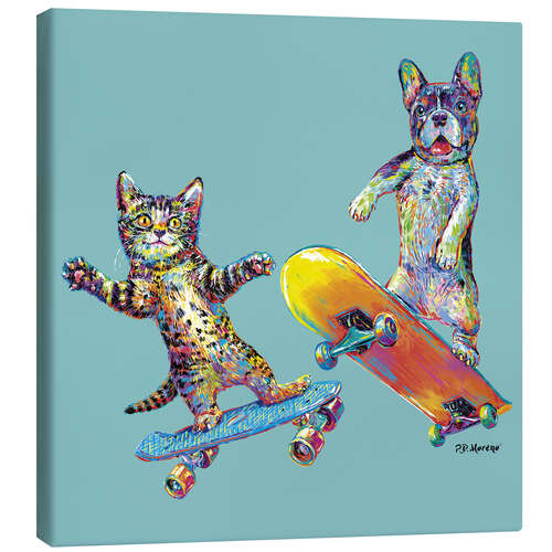Leinwandbild Skateboard Puppies