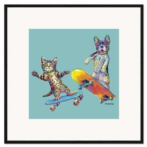 Plakat artystyczny premium w ramie Skateboard Puppies