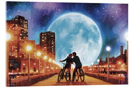 Quadro em acrílico Bike ride in the moonlight