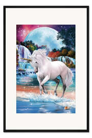 Gerahmter Kunstdruck Weißes Einhorn