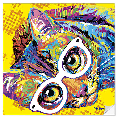 Selvklebende plakat Pop Art Cuddly Cat