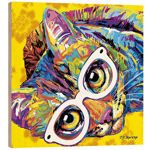 Trätavla Pop Art Cuddly Cat