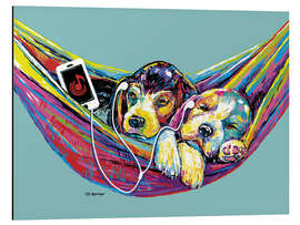 Magnettafel Welpen chillen in der Hängematte