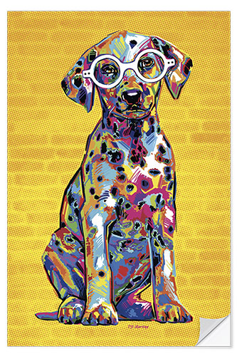 Selvklæbende plakat Yellow Pop Art Dalmatian