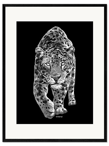 Gerahmter Kunstdruck Schleichender Leopard