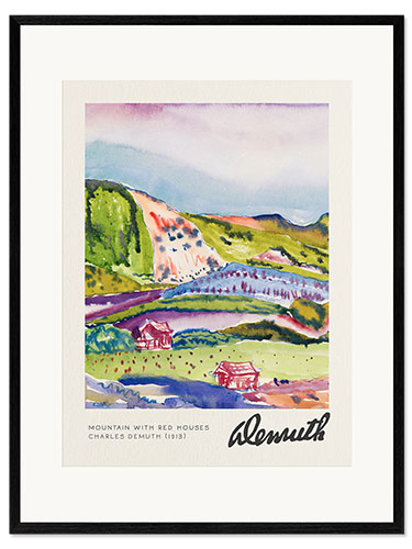 Impresión de arte enmarcada Mountain with Red Houses