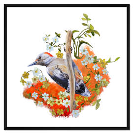 Gerahmter Kunstdruck Der Gartenwächter, der Specht