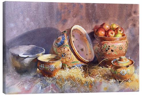 Canvas print Still life with national Ukrainian crockery