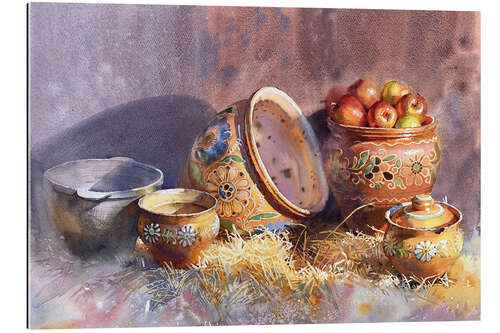 Quadro em plexi-alumínio Still life with national Ukrainian crockery