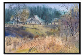 Gerahmter Kunstdruck Dorf