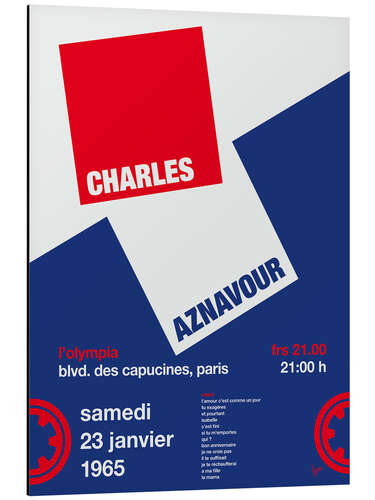 Aluminium print Charles Aznavour Concert Poster