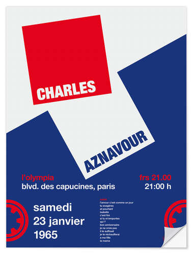 Naklejka na ścianę Charles Aznavour Concert Poster