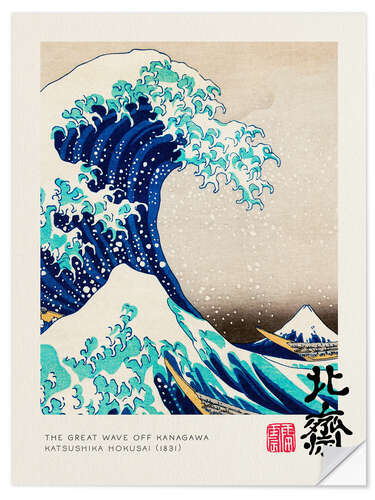 Selvklebende plakat The Great Wave off Kanagawa, 1831