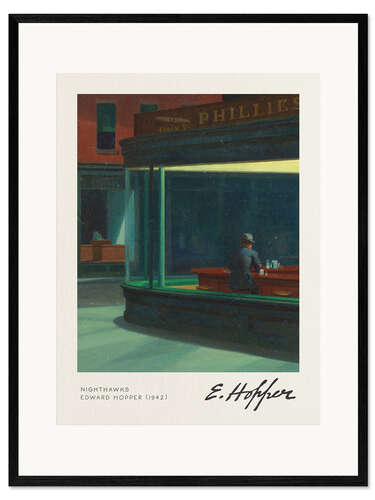 Innrammet kunsttrykk Nighthawks (detalj)